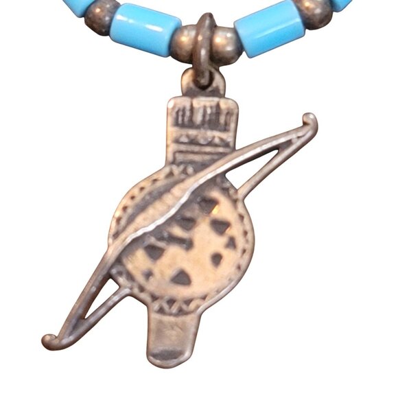 Vintage Sterling Silver Bow & Arrow Pendant Necklace Bead Accents & Barrel Clasp - Picture 2 of 9